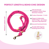 Fuchsia Boho Chic Dog Leash by Glow Pups