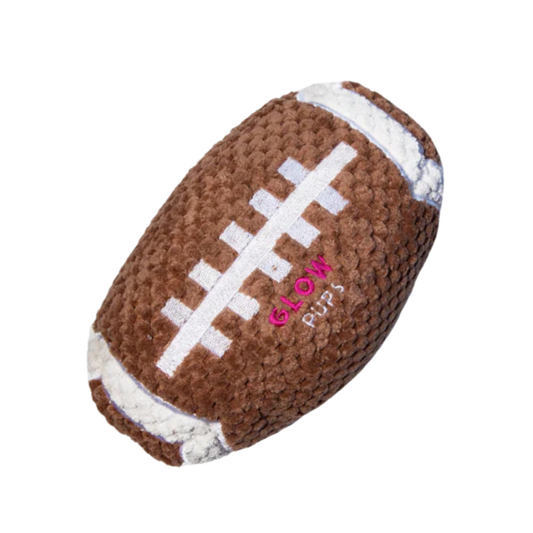 Squeaky Football Dog Toy Glow Pups with durable plush and squeaker for active dogs