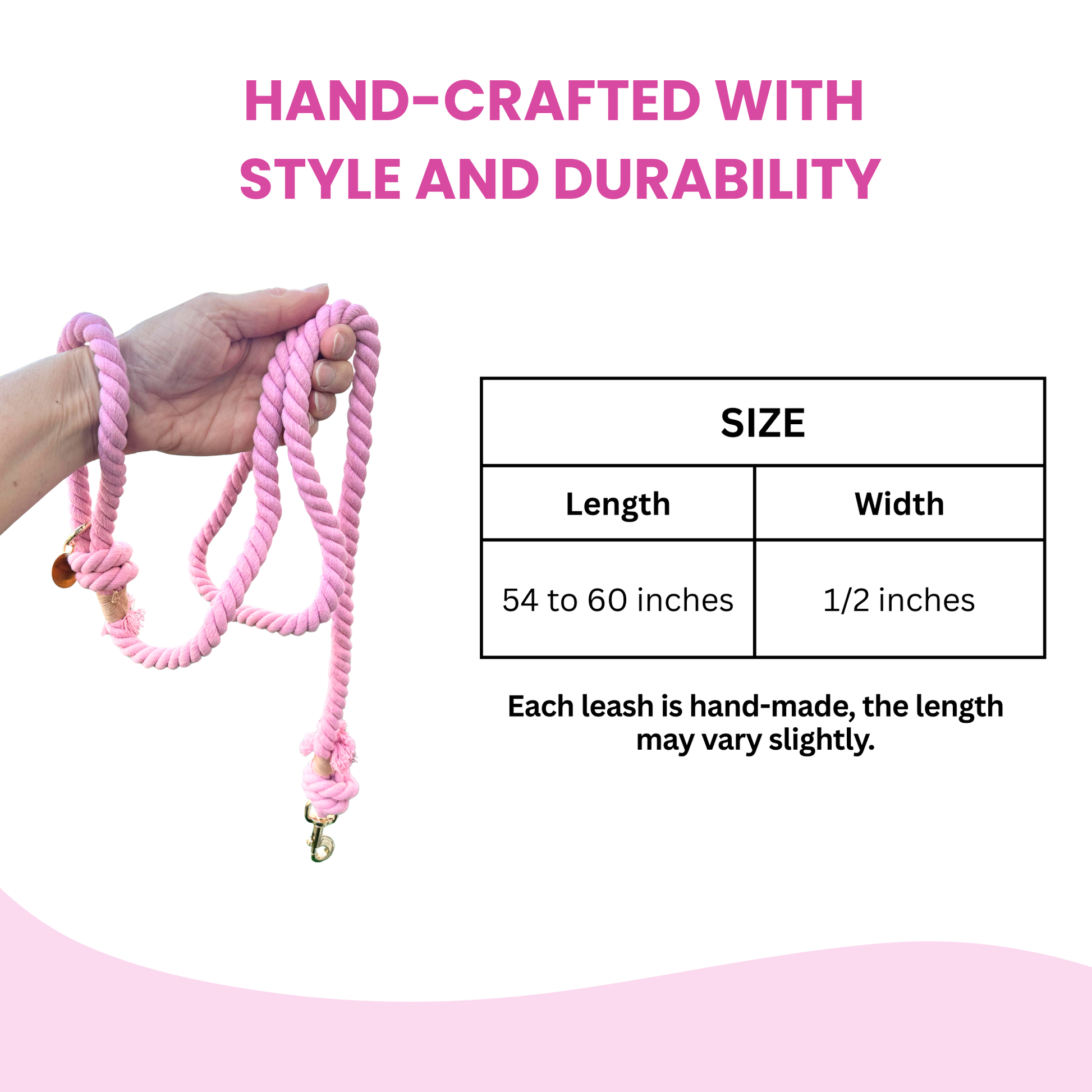 Light Pink Boho Chic Style Dog Leash - Glow Pups by Glow Pups