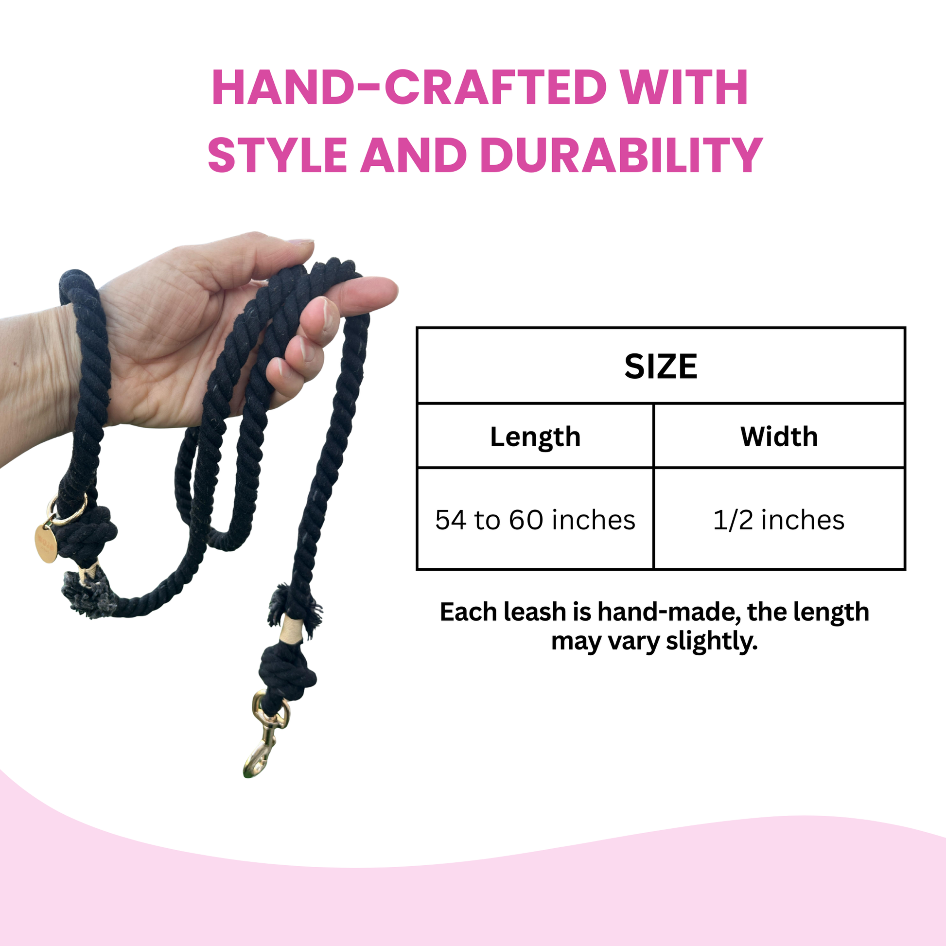 Black Boho Chic Style Dog Leash - Glow Pups by Glow Pups