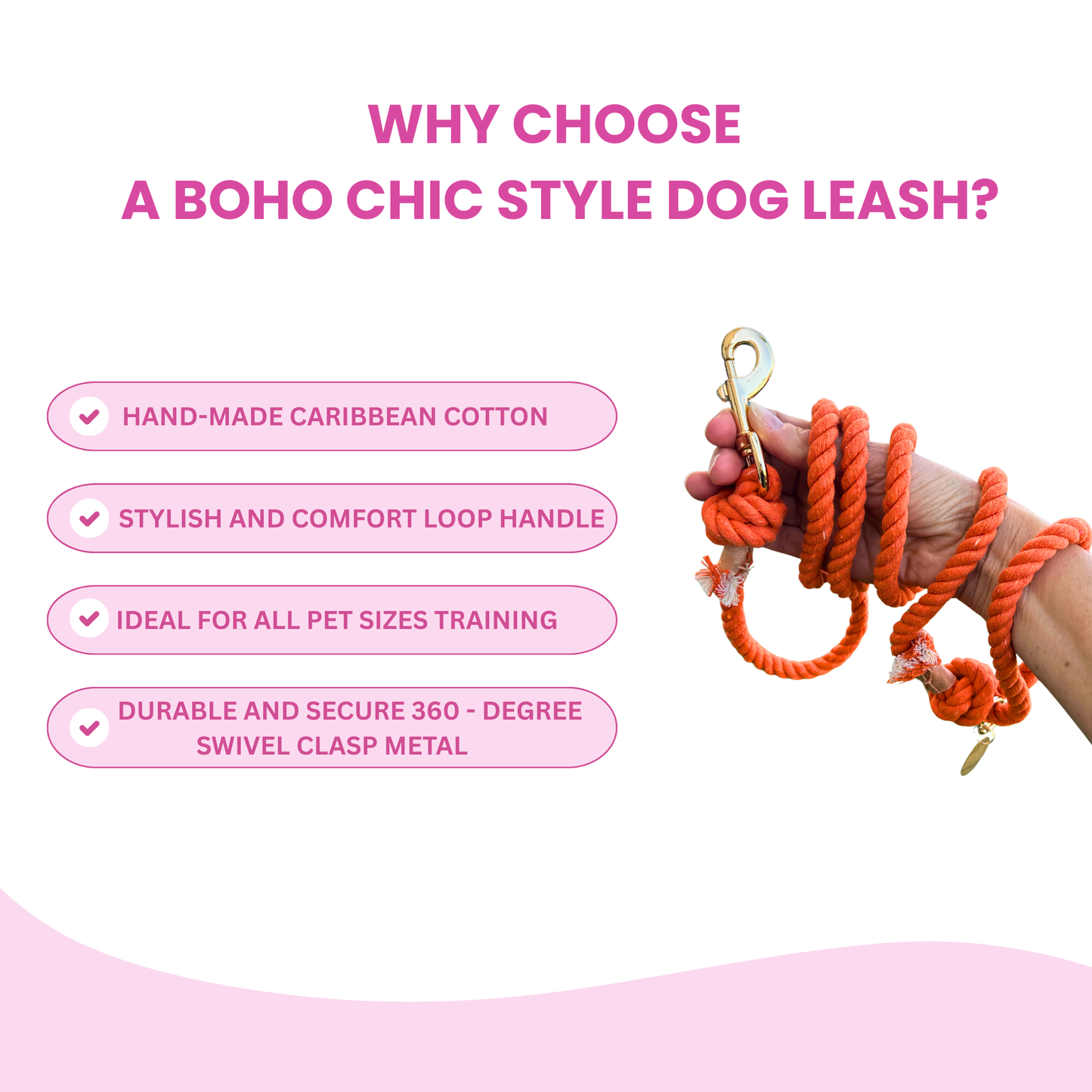 Orange Boho Chic Style Dog Leash - Glow Pups