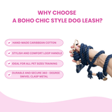 Navy Blue Boho Chic Style Dog Leash - Glow Pups by Glow Pups