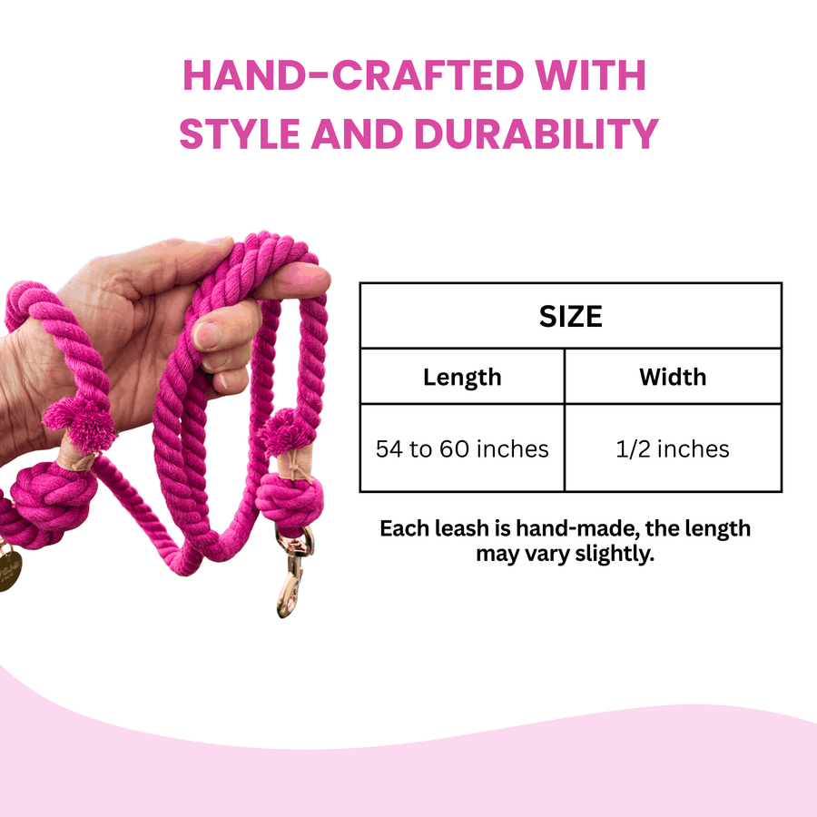 Dark Pink Boho Chic Style Dog Leash - Glow Pups by Glow Pups