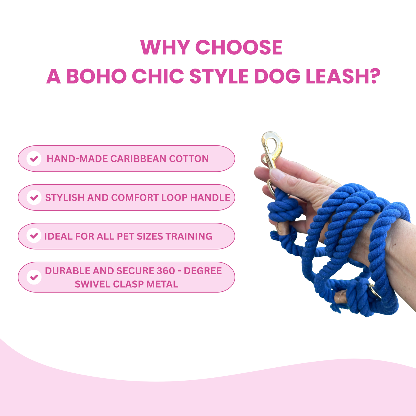 Blue Boho Chic Style Dog Leash - Glow Pups