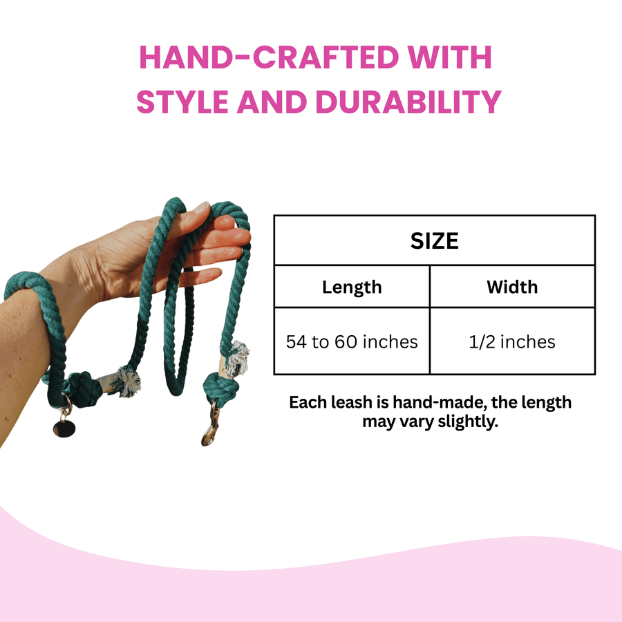 Dark Green Boho Chic Style Dog Leash - Glow Pups by Glow Pups