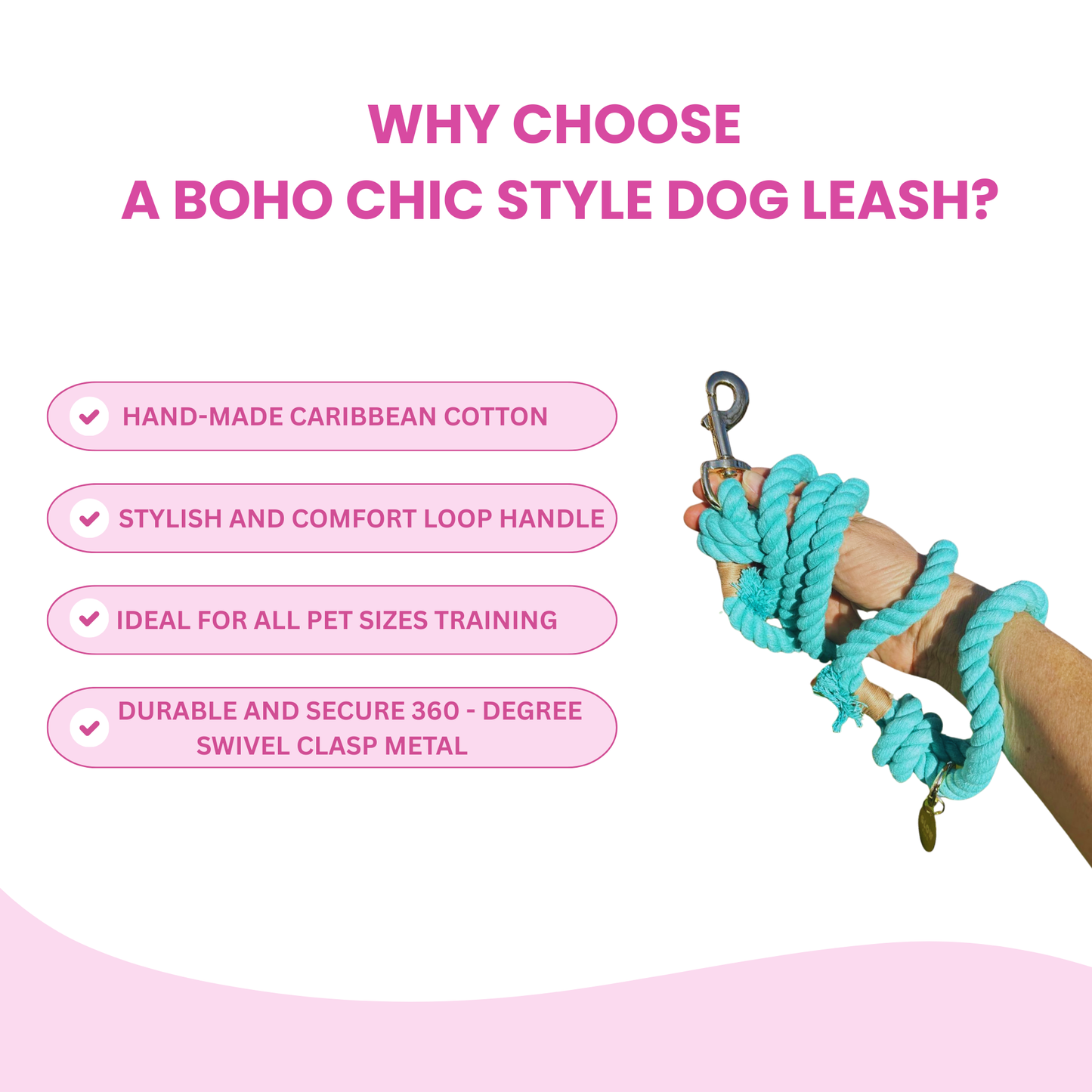 Turquoise Boho Chic Style Dog Leash - Glow Pups by Glow Pups