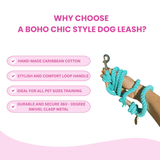 Turquoise Boho Chic Style Dog Leash - Glow Pups by Glow Pups