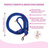 Blue Boho Chic Style Dog Leash - Glow Pups by Glow Pups