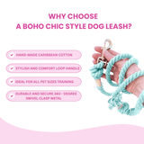 Light Blue Boho Chic Style Dog Leash - Glow Pups by Glow Pups
