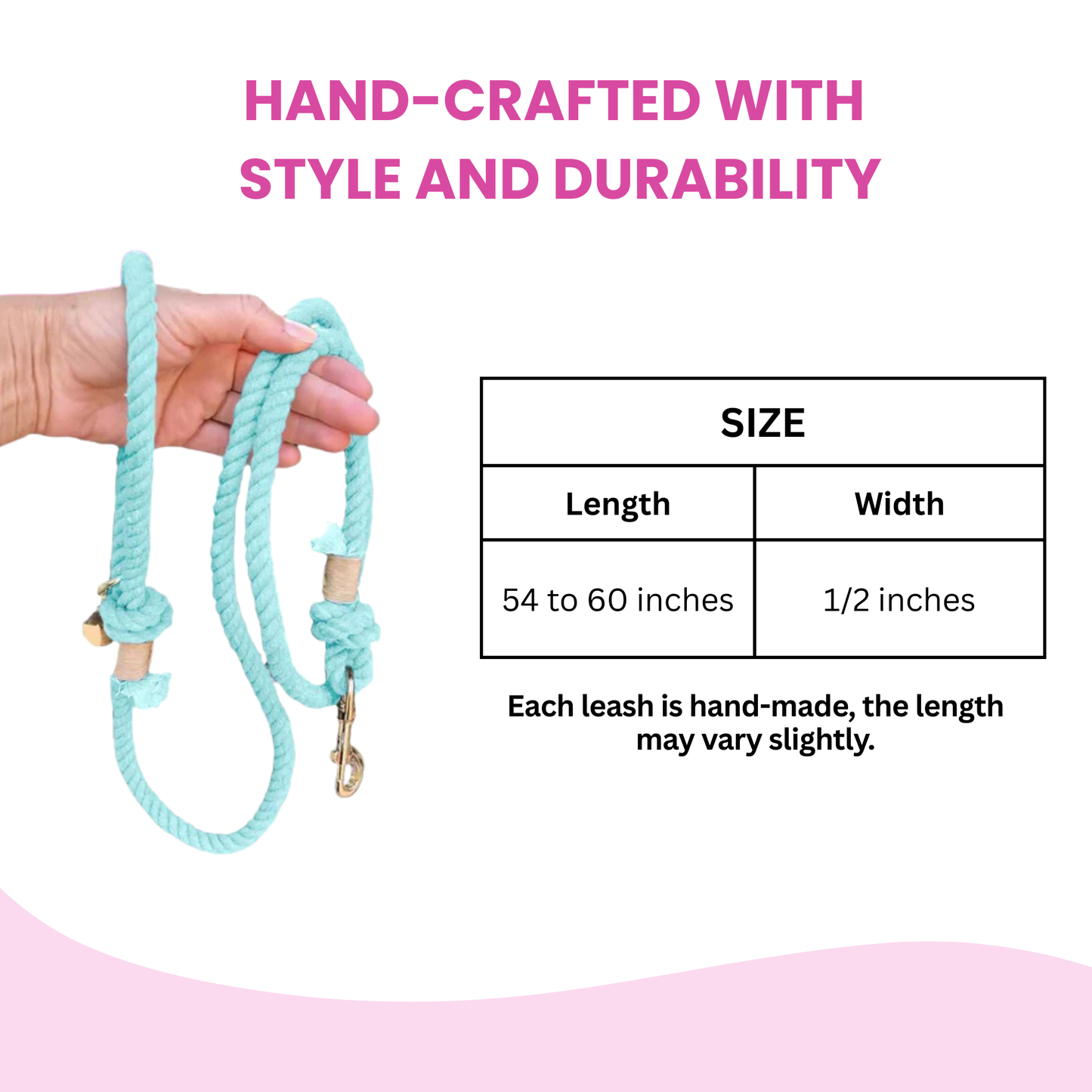 Light Blue Boho Chic Style Dog Leash - Glow Pups