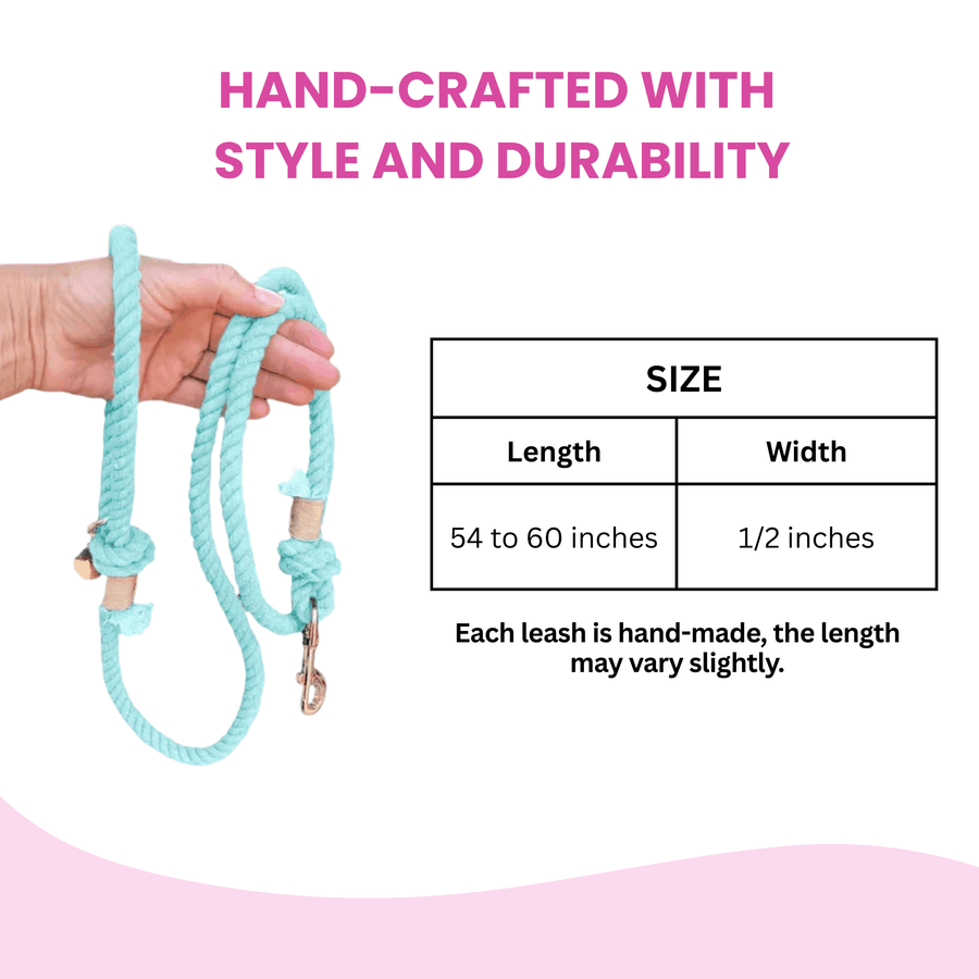 Light Blue Boho Chic Style Dog Leash - Glow Pups by Glow Pups