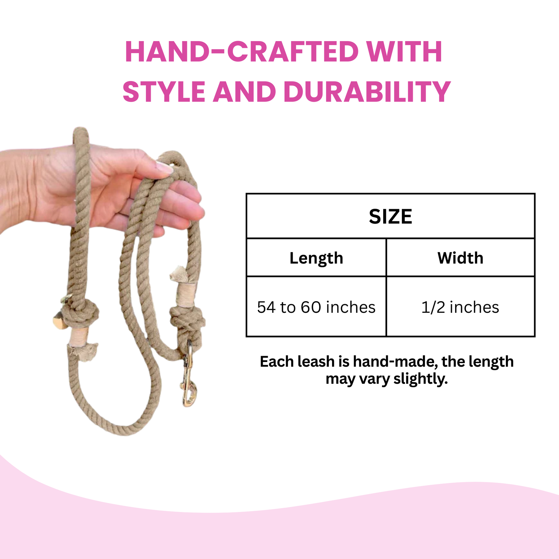 Tan Boho Chic Style Dog Leash - Glow Pups by Glow Pups