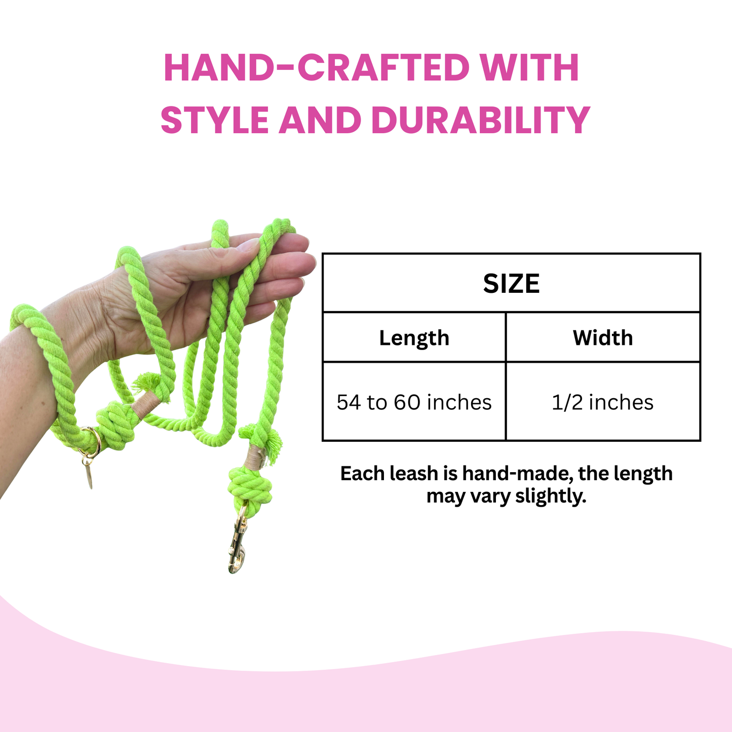 Lime Green Boho Chic Style Dog Leash - Glow Pups