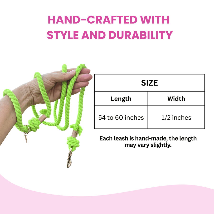 Lime Green Boho Chic Style Dog Leash - Glow Pups by Glow Pups