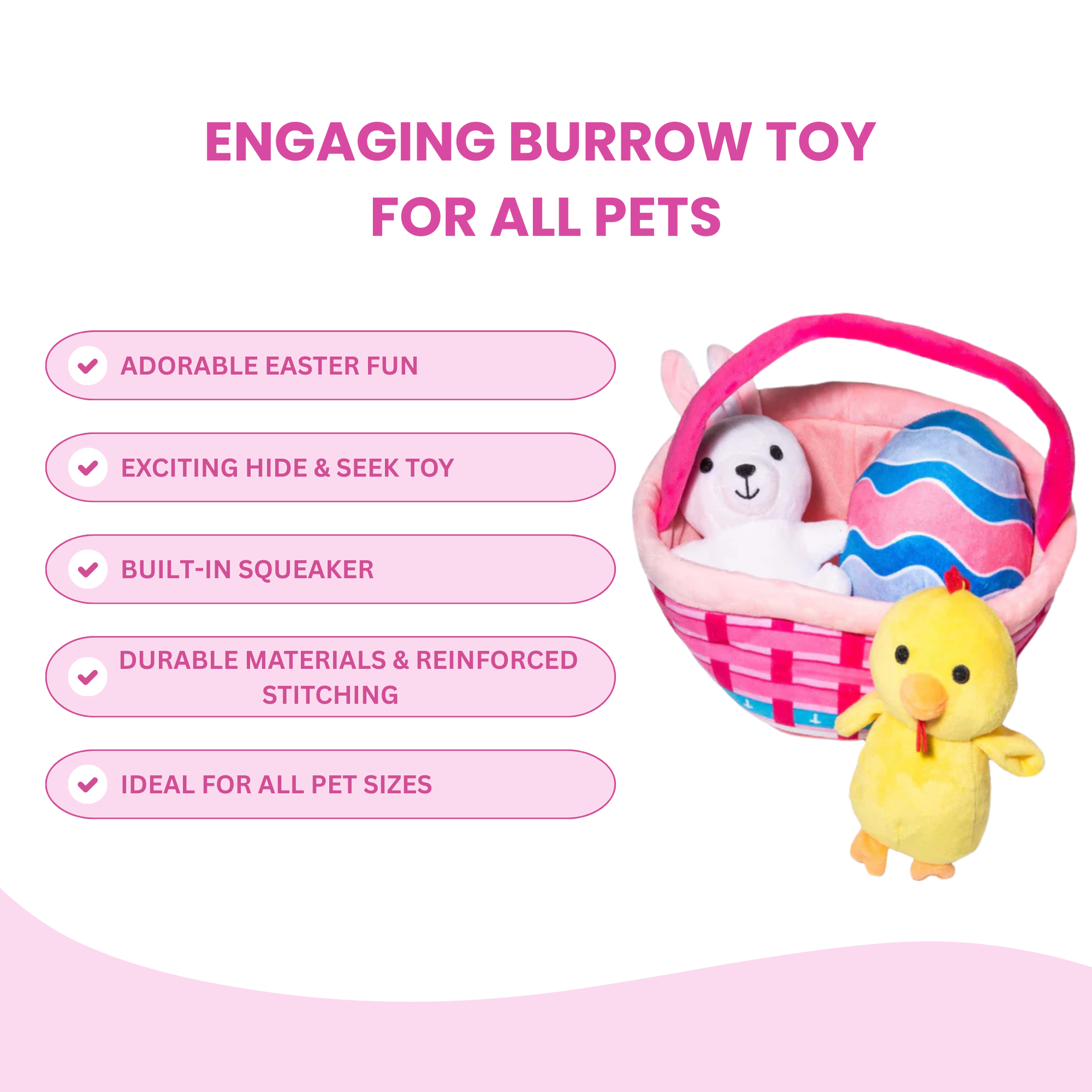 Easter Basket Dog Toy - Fun Spring Toy Set with Bunny, Chick & Egg - Glow Pups by Glow Pups