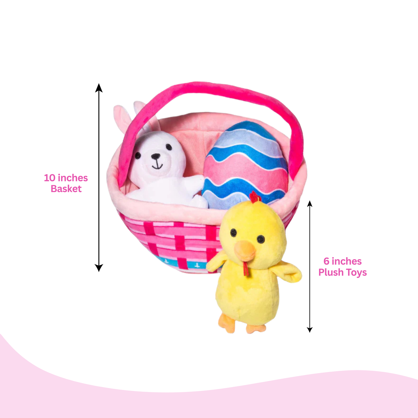 Easter Basket Dog Toy - Fun Spring Toy Set with Bunny, Chick & Egg - Glow Pups by Glow Pups