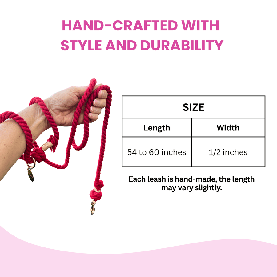 Red Boho Chic Style Dog Leash - Glow Pups by Glow Pups