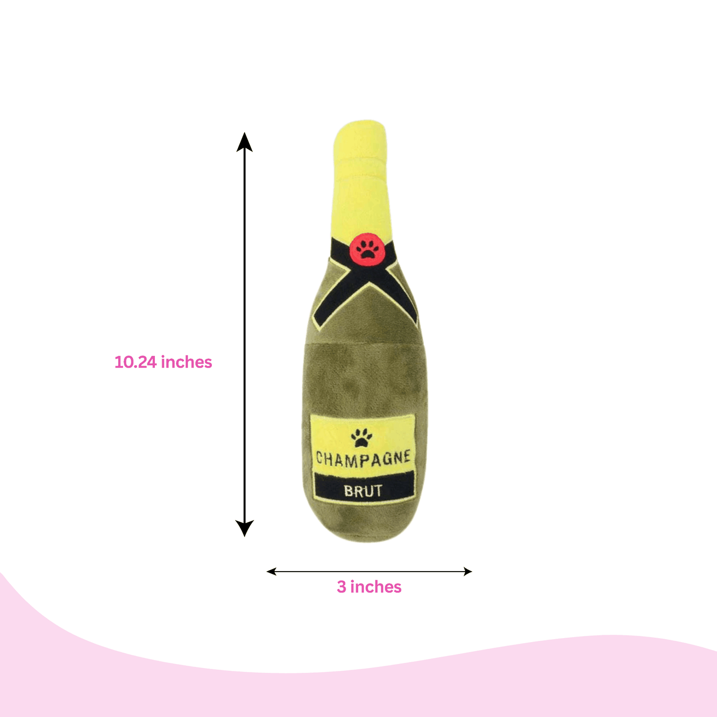 Squeaky Champagne Bottle Plush Dog Toy - Glow Pups by Glow Pups