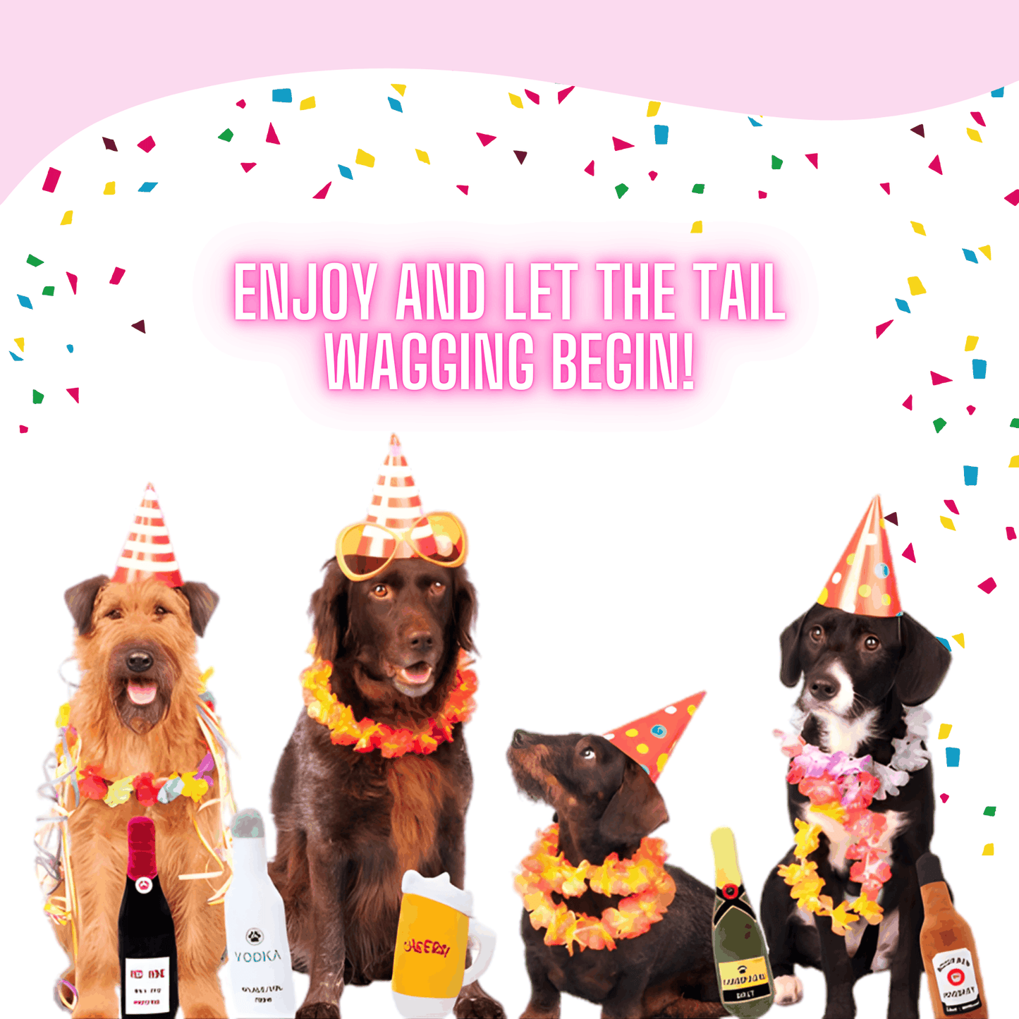 Squeaky Sparkling Rose Wine Plush Dog Toy- Glow Pups by Glow Pups