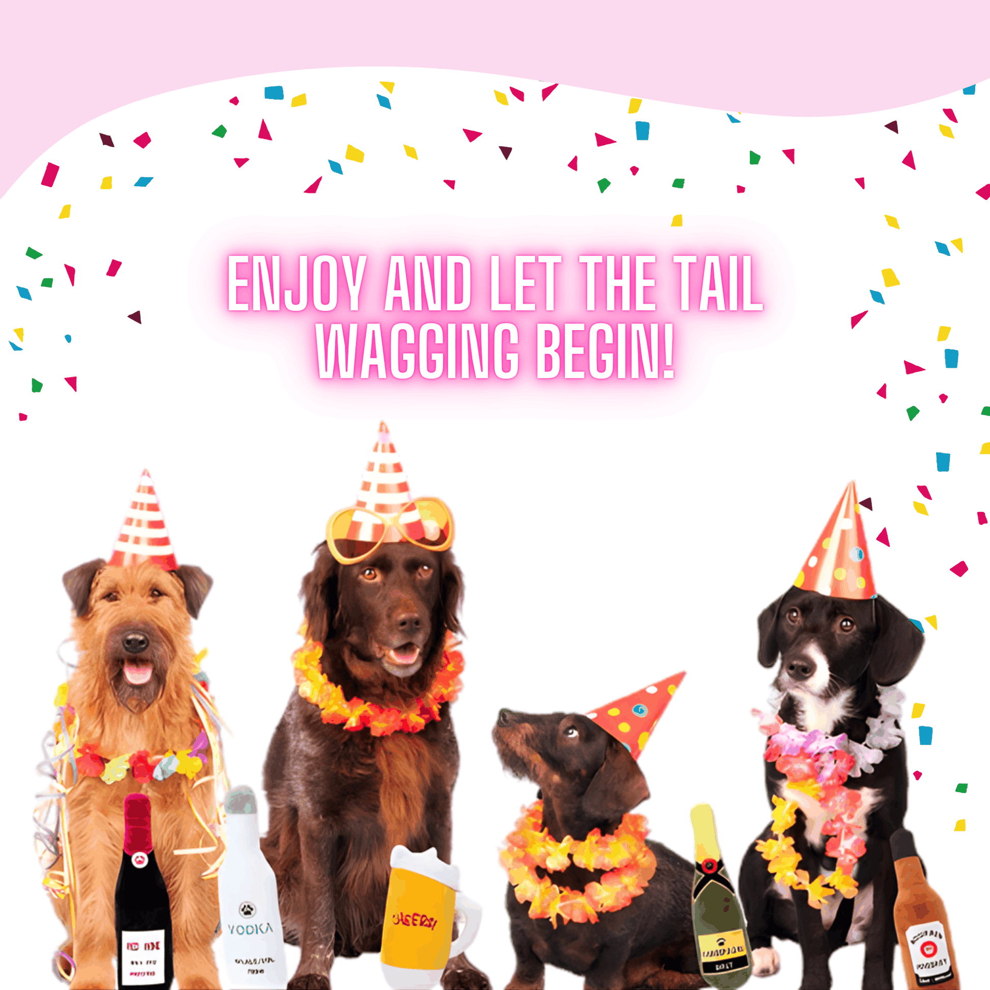 Squeaky Sparkling Rose Wine Plush Dog Toy- Glow Pups by Glow Pups