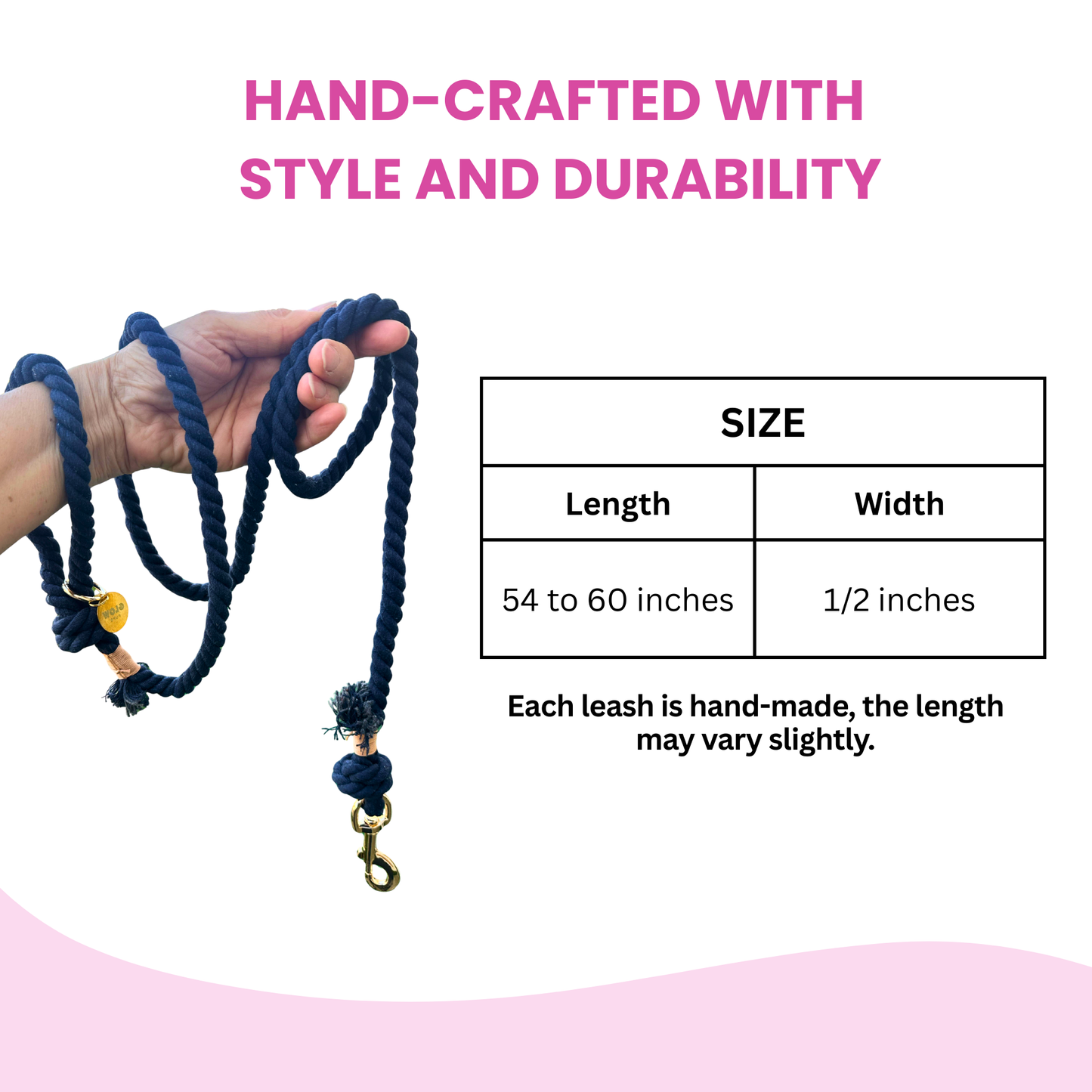 Navy Blue Boho Chic Style Dog Leash - Glow Pups