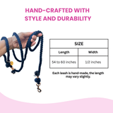 Navy Blue Boho Chic Style Dog Leash - Glow Pups by Glow Pups