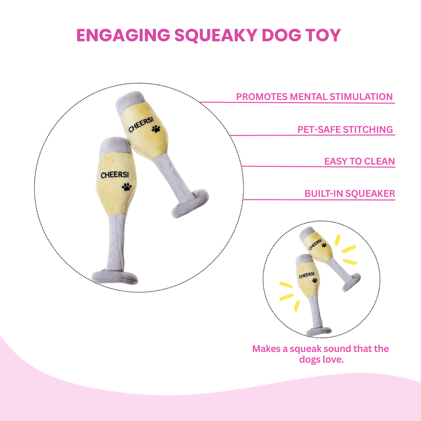 Champagne Glass Dog Toy - 2 Pack - Glow Pups by Glow Pups