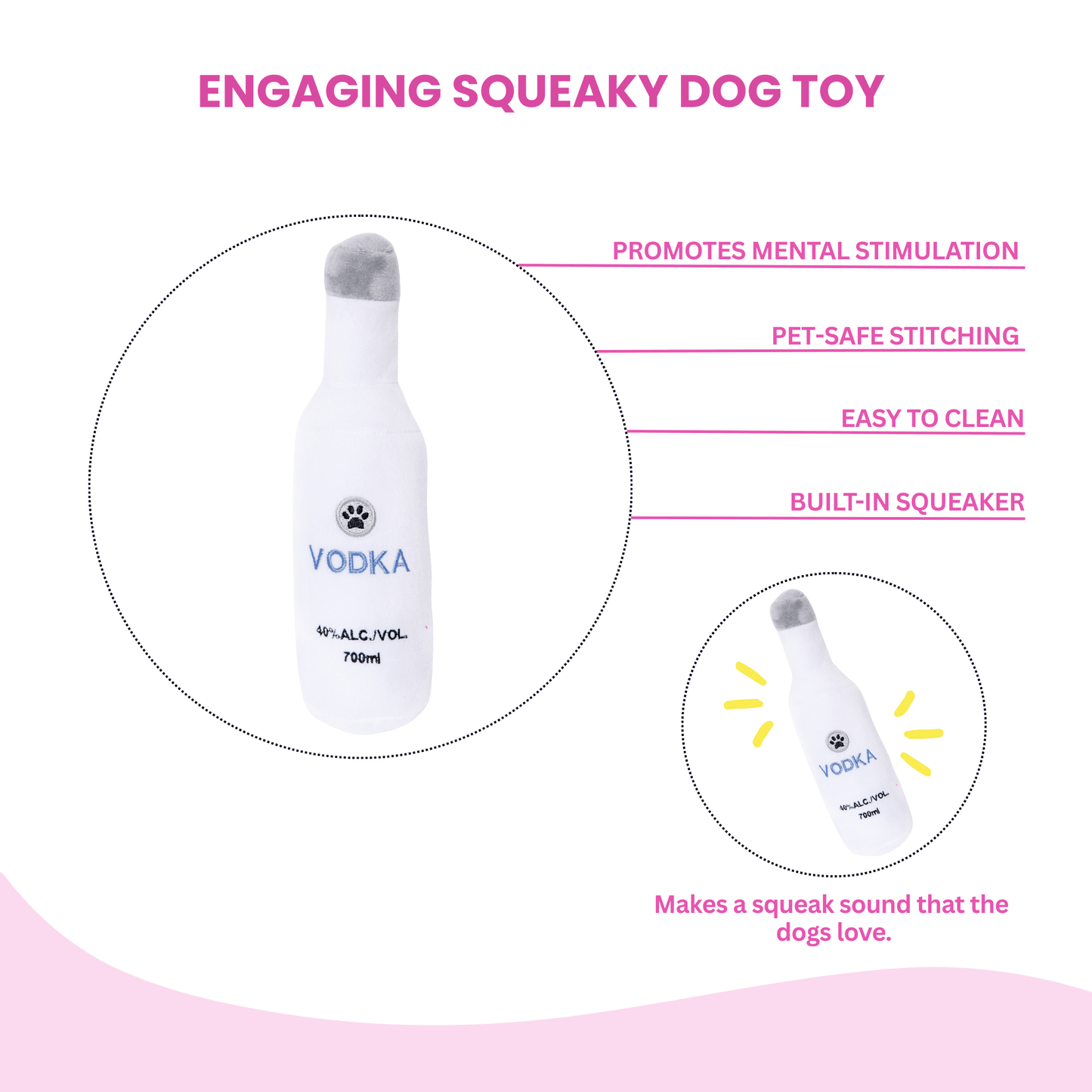 Squeaky Vodka Plush Dog Toy - Glow Pups by Glow Pups