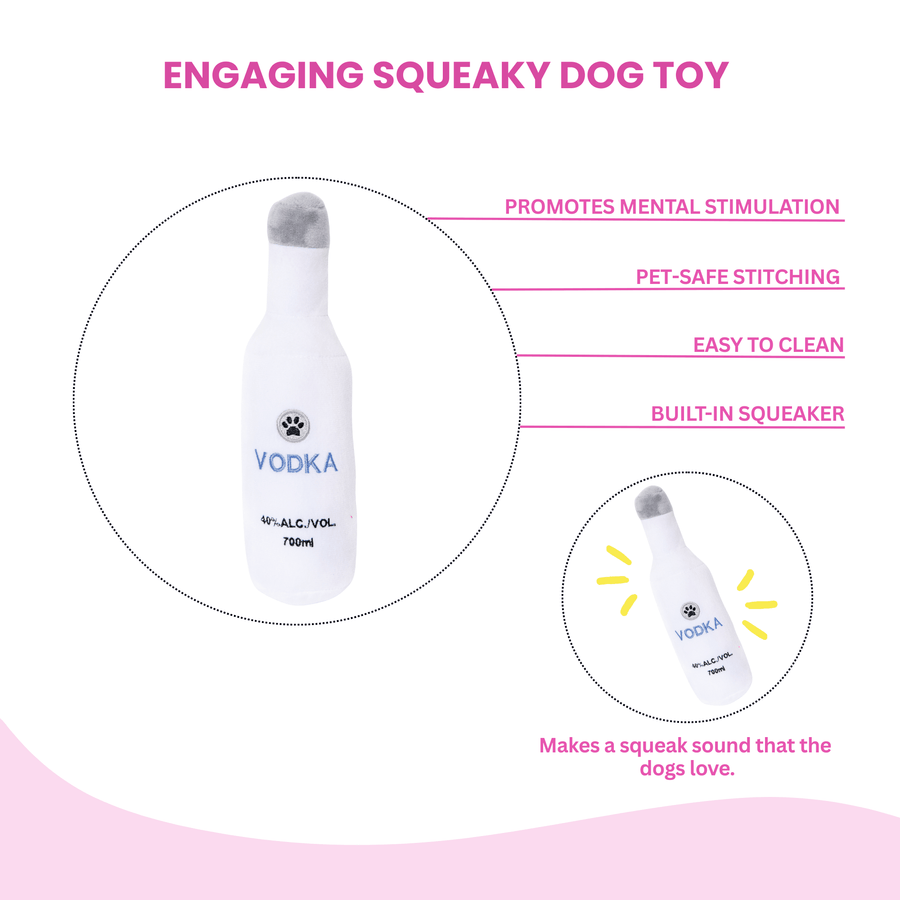 Squeaky Vodka Plush Dog Toy - Glow Pups by Glow Pups
