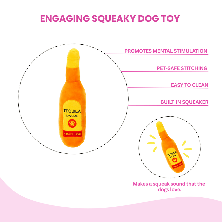 Squeaky Tequila Plush Dog Toy - Glow Pups by Glow Pups