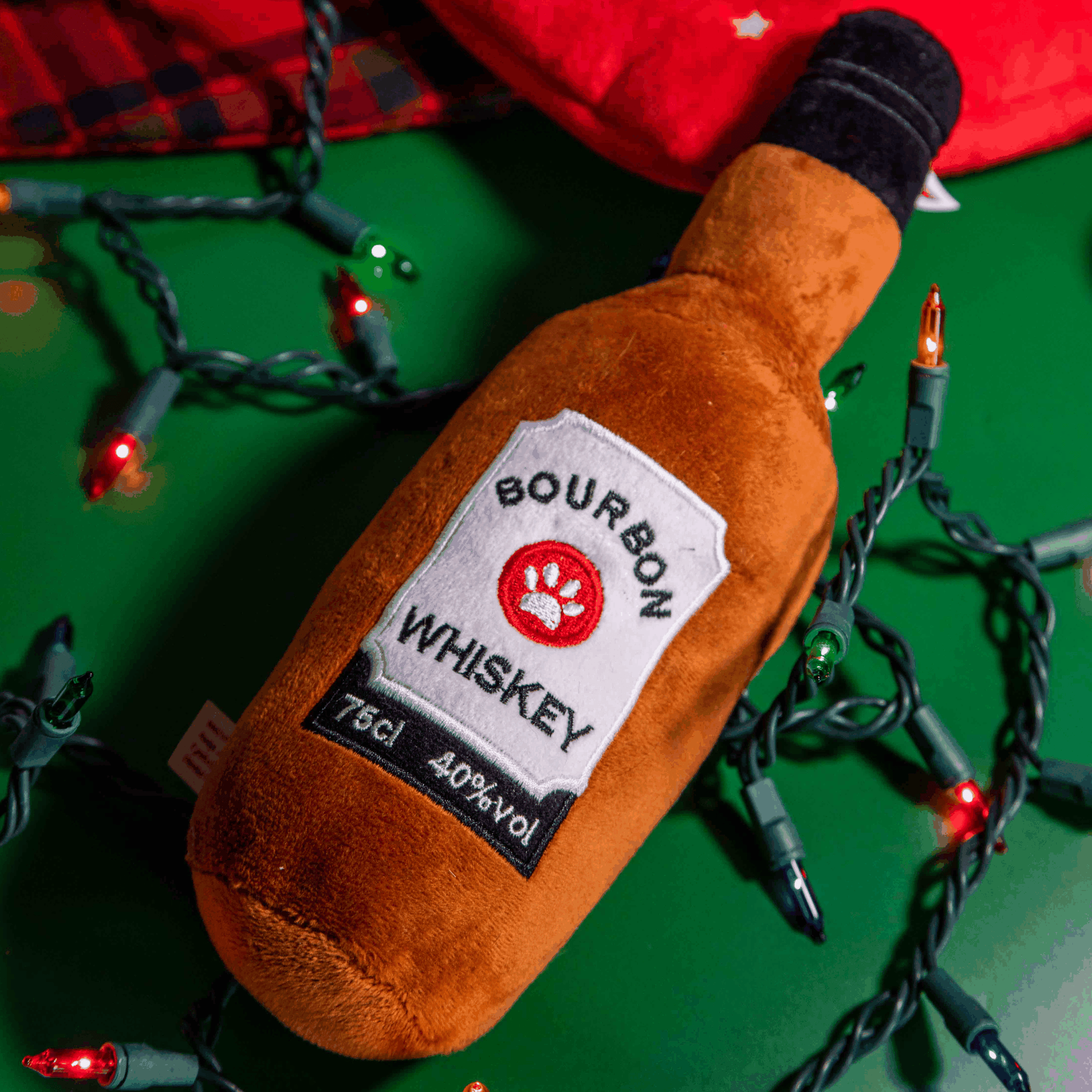 Squeaky Bourbon Whiskey Plush Dog Toy - Glow Pups by Glow Pups