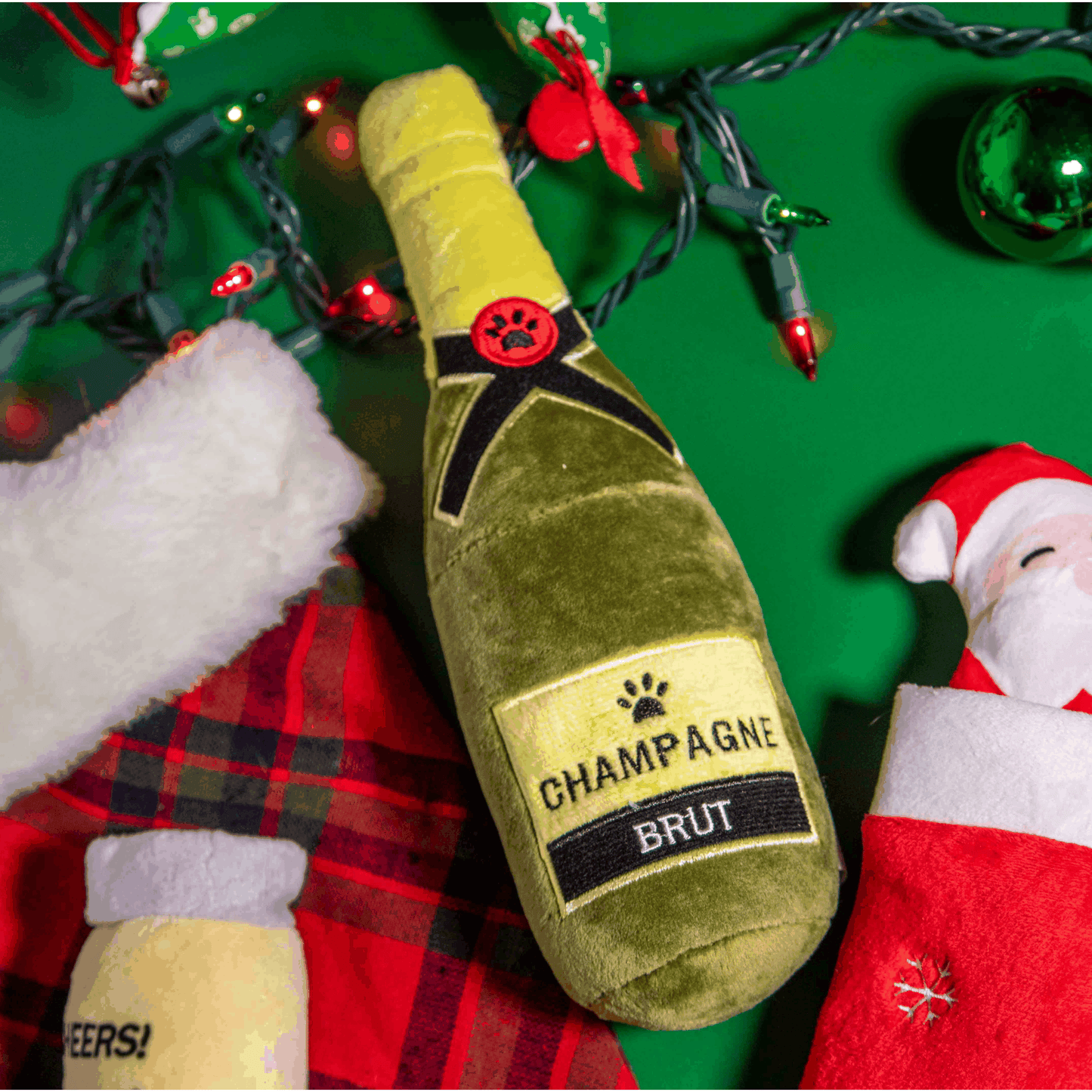 Squeaky Champagne Bottle Plush Dog Toy - Glow Pups by Glow Pups