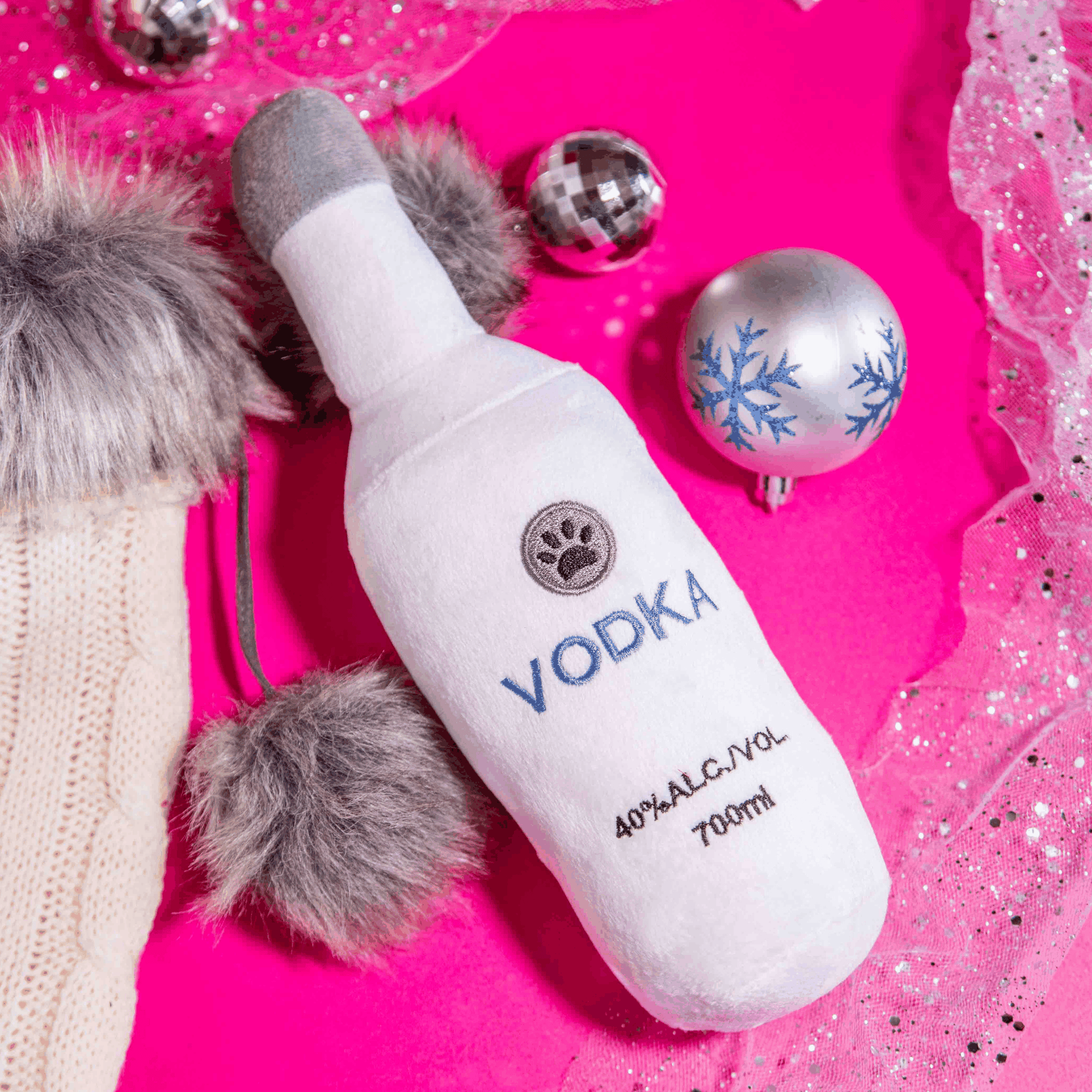 Squeaky Vodka Plush Dog Toy - Glow Pups by Glow Pups