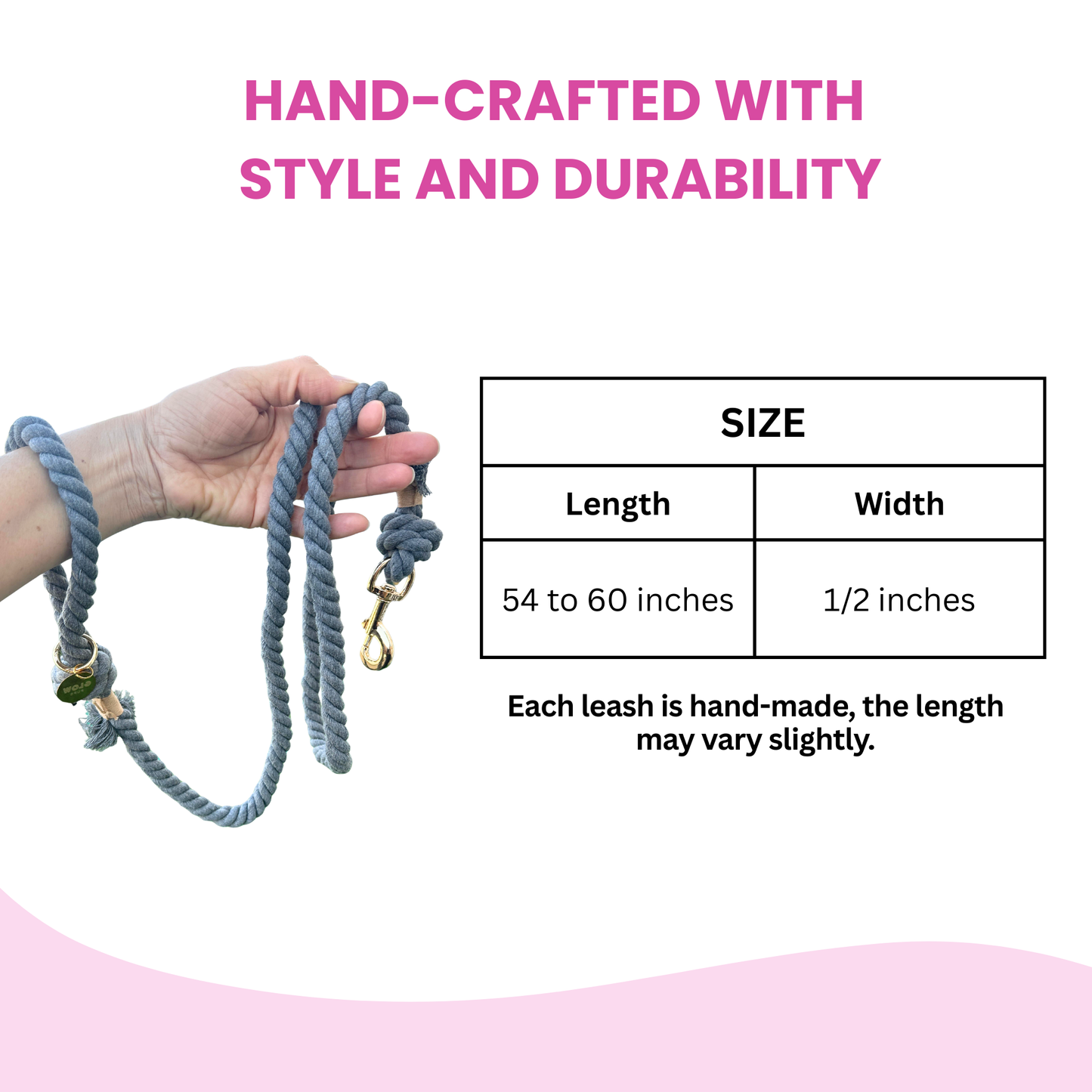 Grey Boho Chic Style Dog Leash - Glow Pups