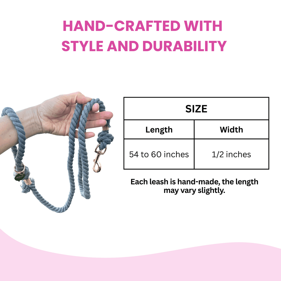 Grey Boho Chic Style Dog Leash - Glow Pups by Glow Pups