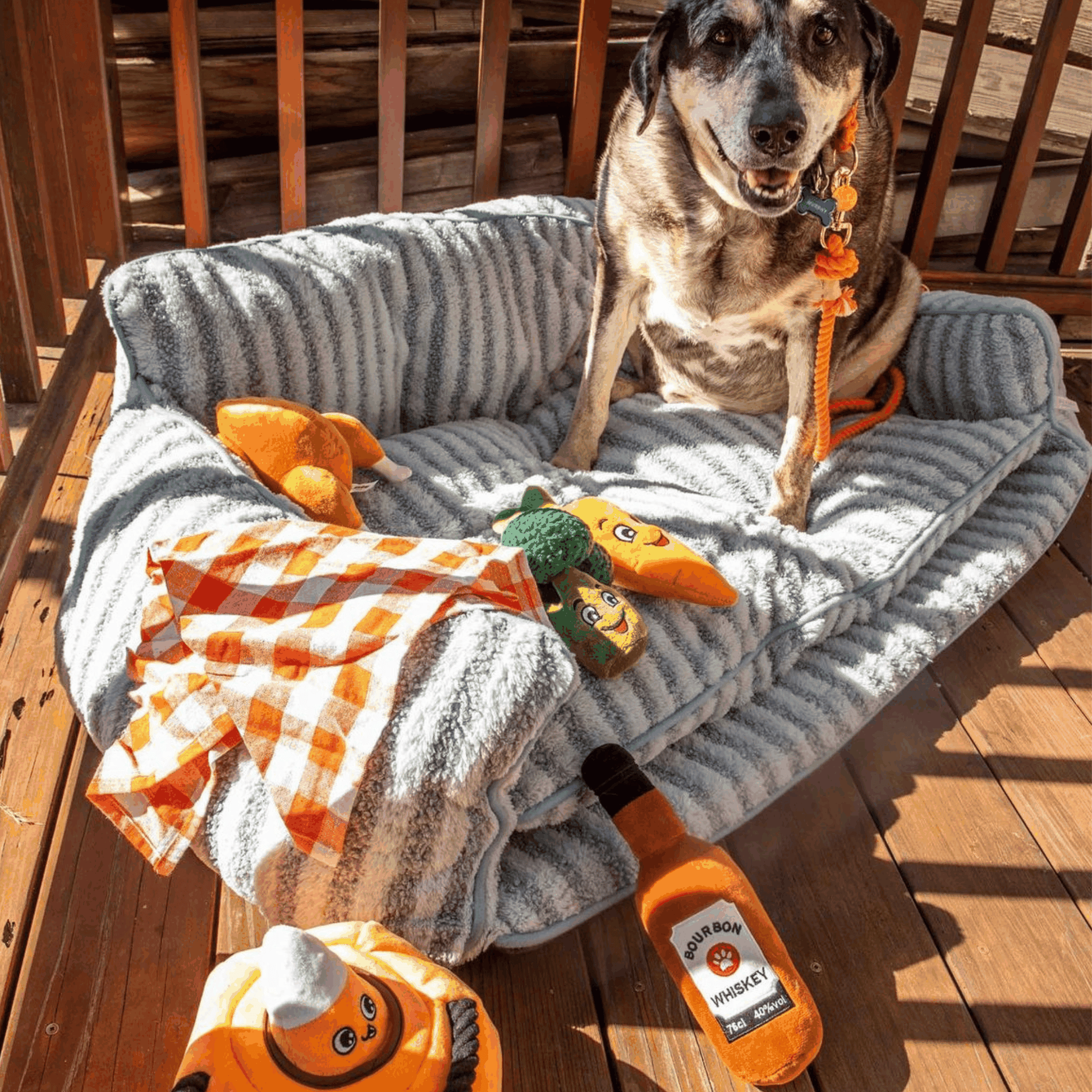 Squeaky Bourbon Whiskey Plush Dog Toy - Glow Pups by Glow Pups
