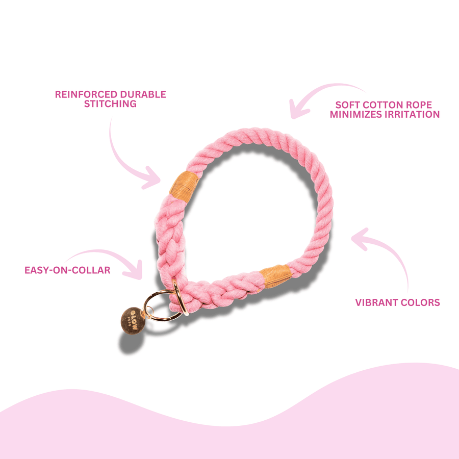 Light Pink Stylish Rope Slip Collar - Glow Pups by Glow Pups