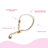 White Stylish Rope Slip Collar - Glow Pups by Glow Pups