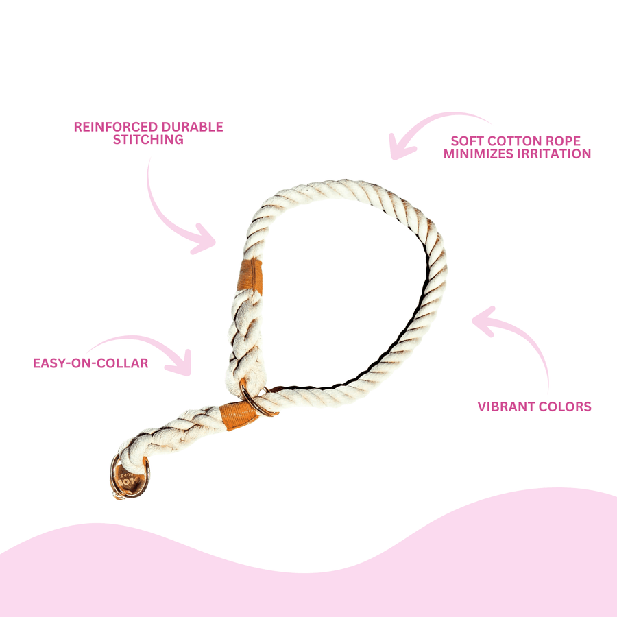 White Stylish Rope Slip Collar - Glow Pups by Glow Pups