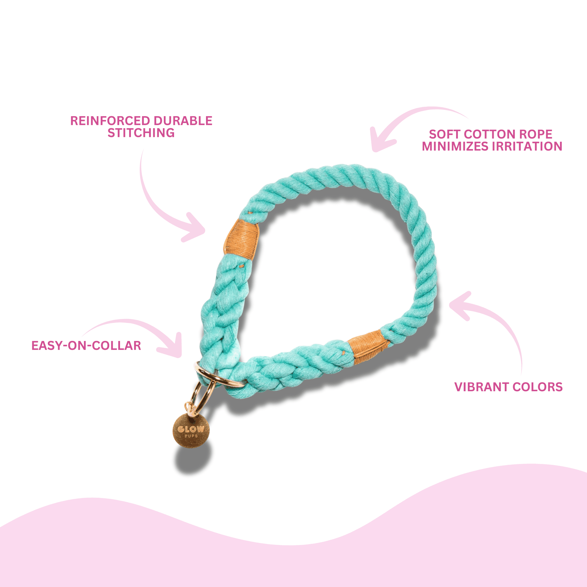 Turquoise Stylish Rope Slip Collar - Glow Pups