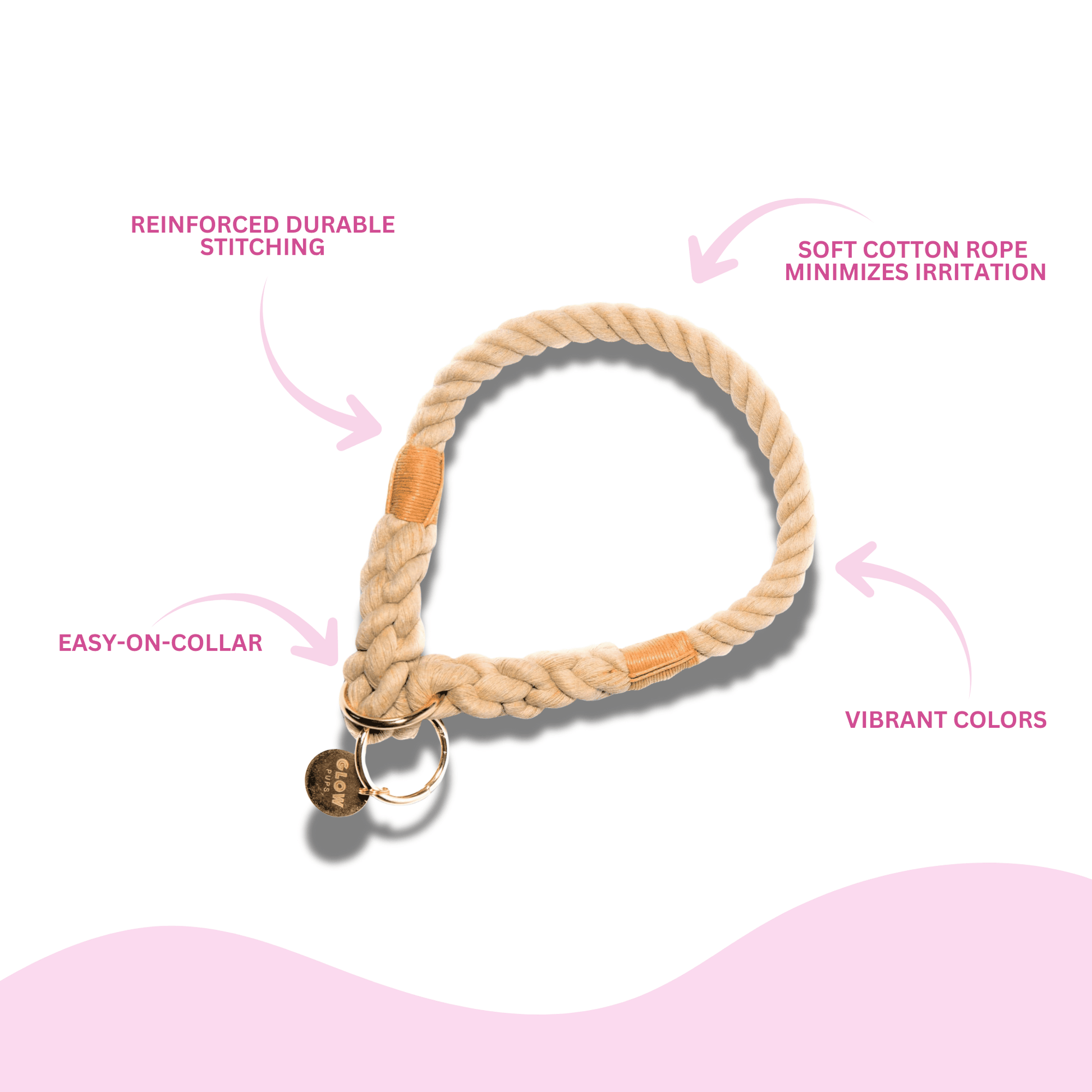 Tan Stylish Rope Slip Collar for Medium to Large Dogs - Adjustable