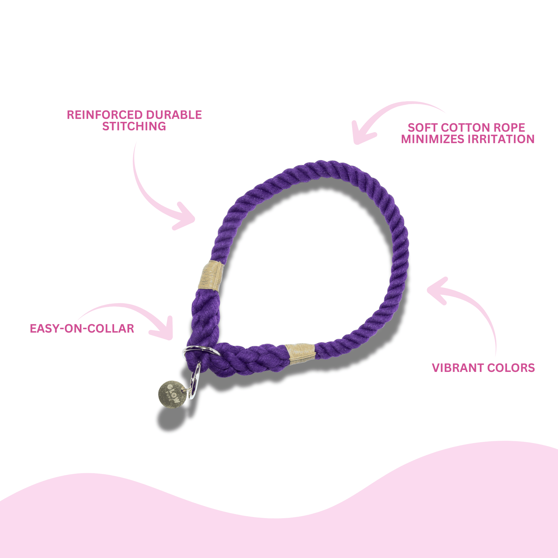 Purple Stylish Rope Slip Collar for Medium to Large Dogs - Adjustable