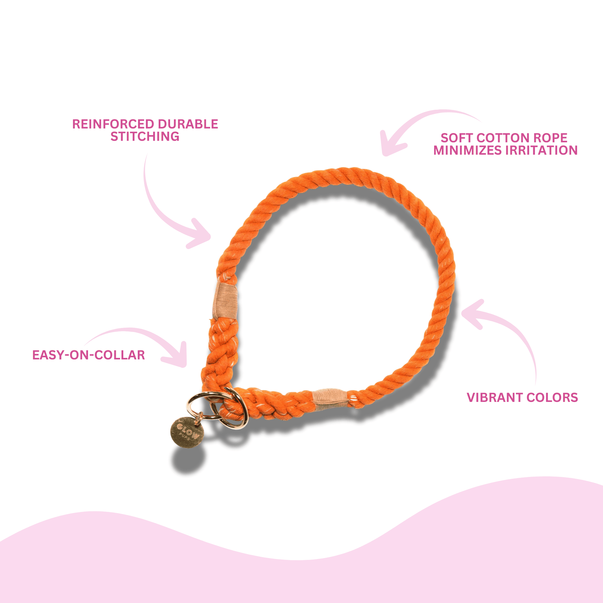 Orange Stylish Rope Slip Collar - Glow Pups