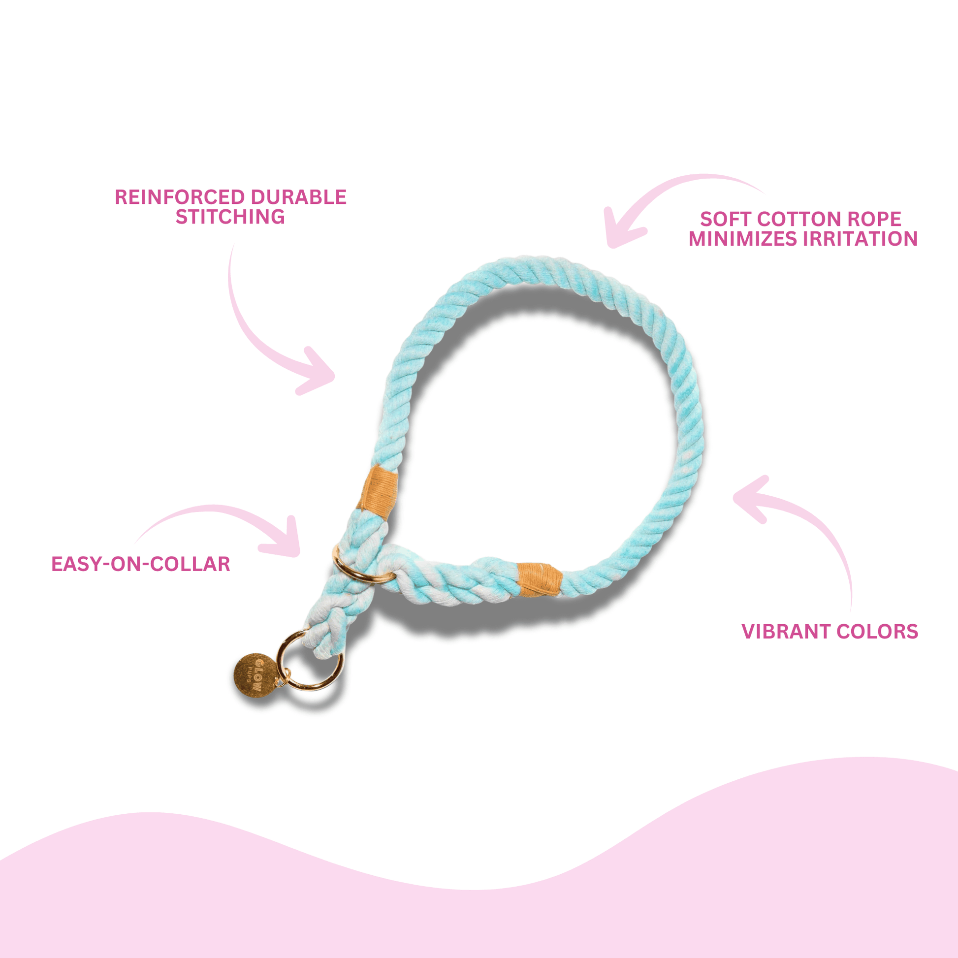 Light Blue Stylish Rope Slip Collar - Glow Pups