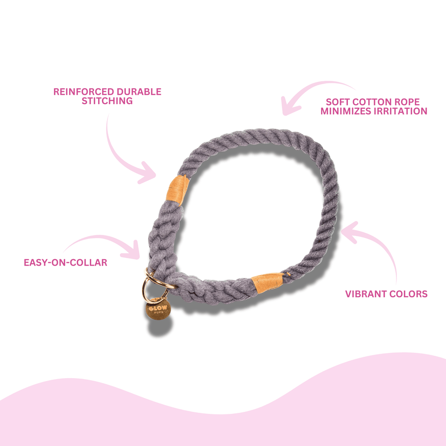 Grey Stylish Rope Slip Collar - Glow Pups by Glow Pups