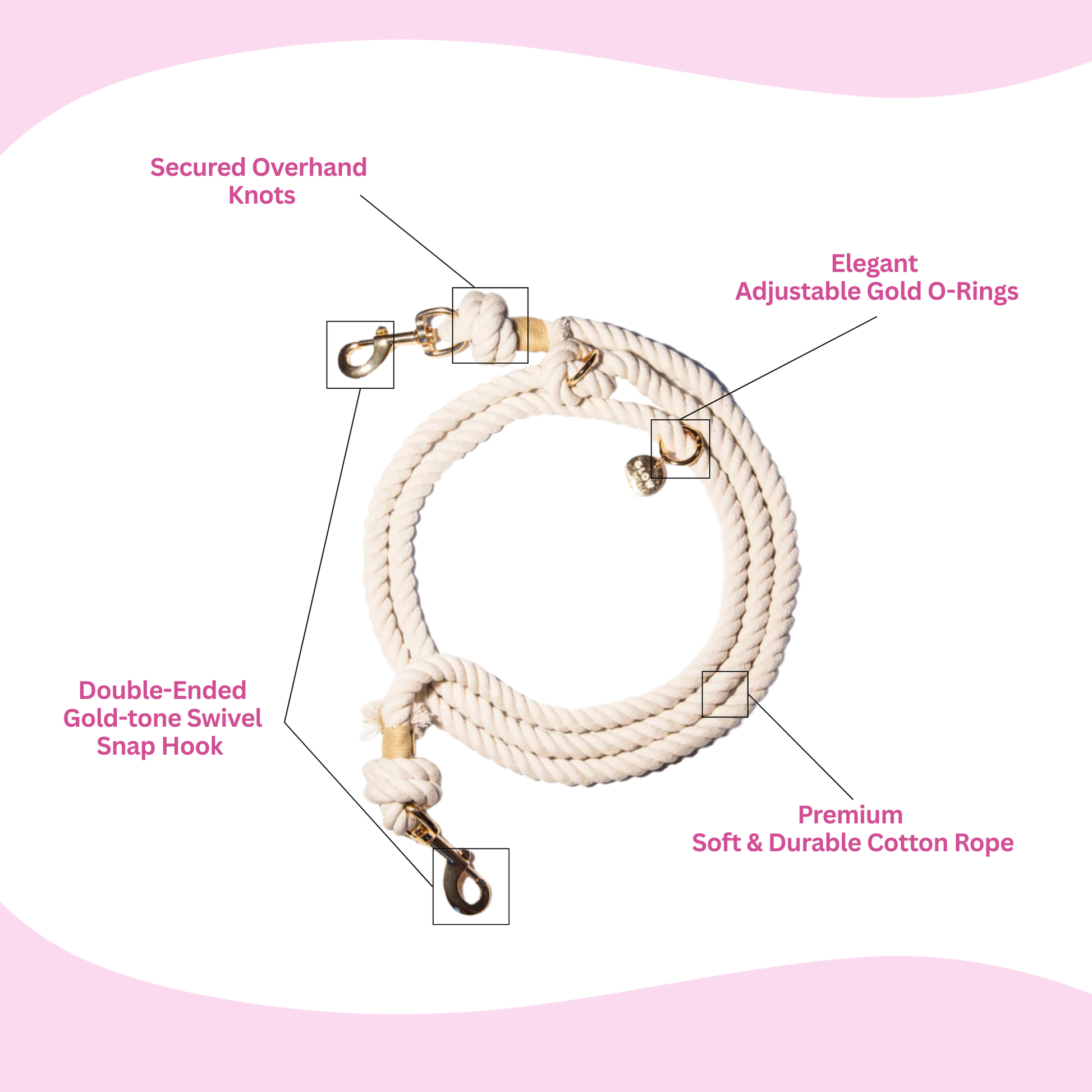 White Hands-Free Leash - Glow Pups