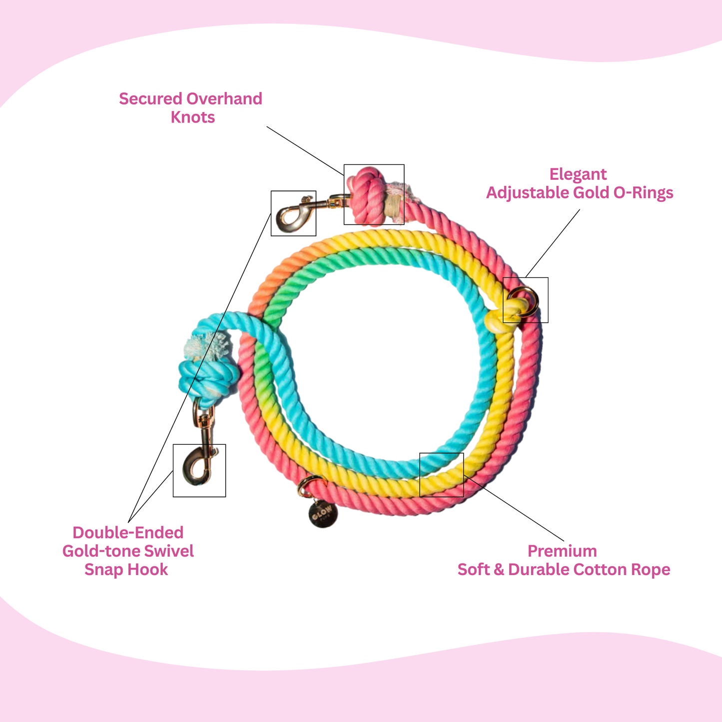 Rainbow Hands-Free Leash - Glow Pups