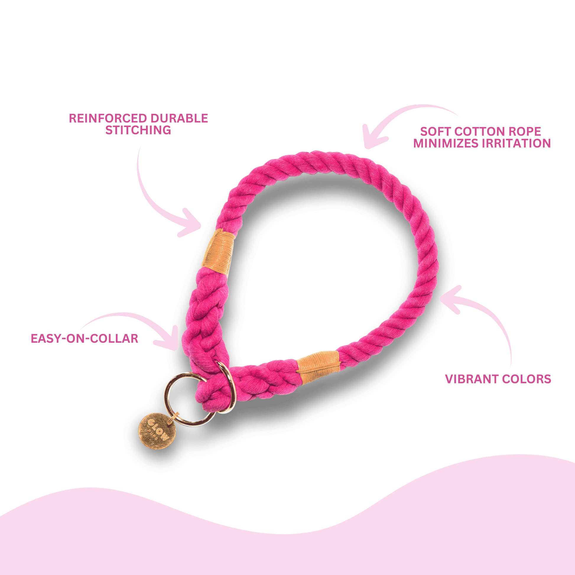 Dark Pink Stylish Rope Slip Collar - Glow Pups