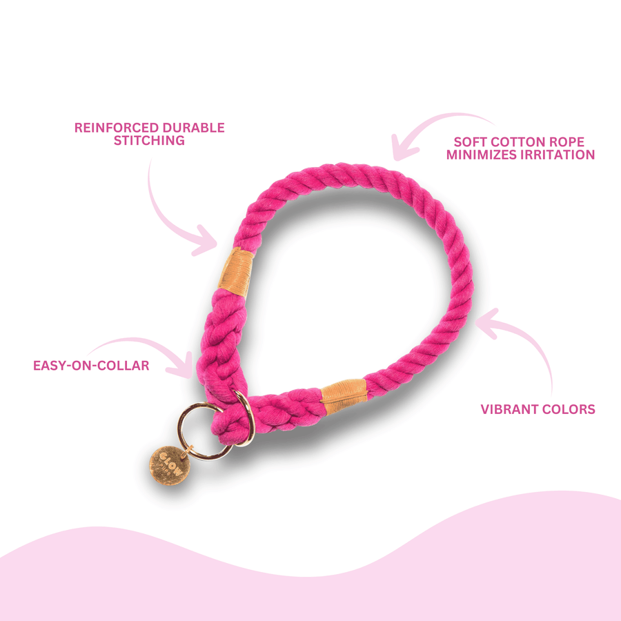 Dark Pink Stylish Rope Slip Collar - Glow Pups by Glow Pups