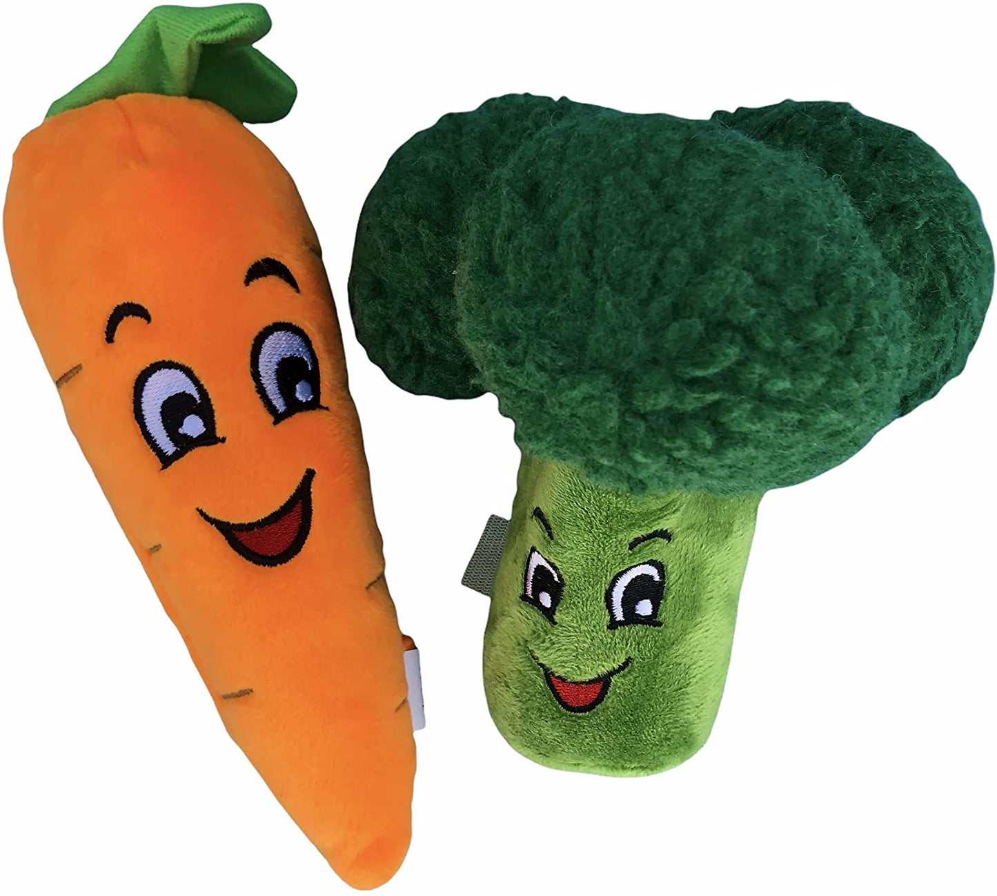 Squeaky Broccoli and Carrot Plush Dog Toys 2 Pack